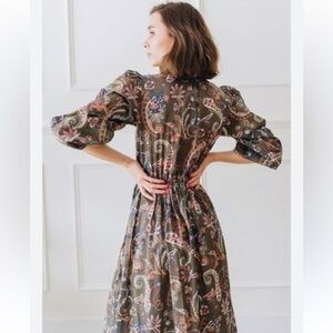 Mille Celeste Paisley Cotton Midi Dress size XL $275